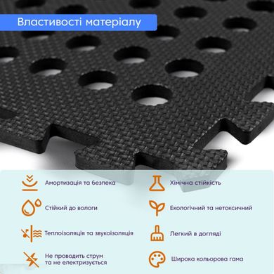 Купити Підлога пазл перфорована - модульне покриття чорне 610x610x10мм (МР50) SW-00000660