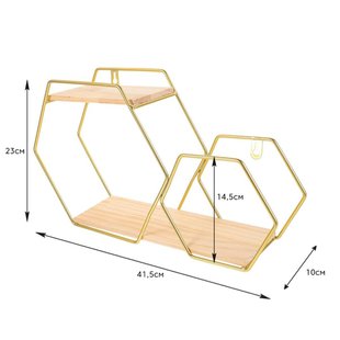 Купить Полка настенная двойной шестиугольник 415*230*100мм (D) SW-00001636