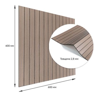 Купить Покрытие виниловое самоклеющееся 3D рейки тик ореховый 600*600*2,8мм (D) SW-00002202