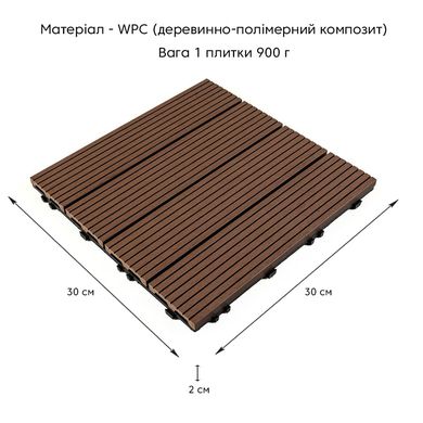 Купити Композитна плитка WPC каштан 30*30CM*2СM (D) SW-00001710