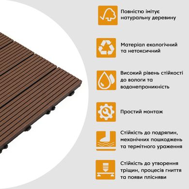 Купити Композитна плитка WPC каштан 30*30CM*2СM (D) SW-00001710