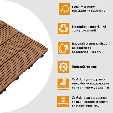 Купити Композитна плитка WPC натуральне дерево 30*30CM*2СM (D) SW-00001711