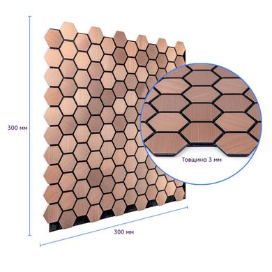 Купити Самоклеюча алюмінієва плитка золоті соти 300х300х3мм SW-00001924