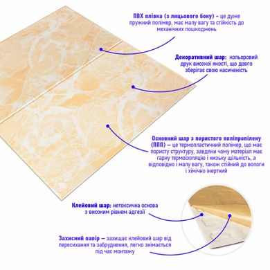 Купить Самоклеющаяся 3D панель персиковый мрамор 700х700х4мм SW-00001343