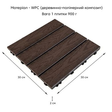 Купить Композитная плитка WPC орех 30*30CM*2СM (D) SW-00001714