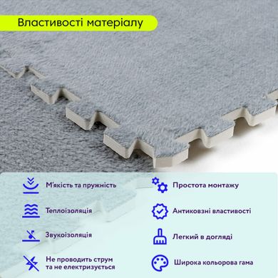 Купити Підлога-пазл плюшевий СВІТЛО-СІРИЙ 60*60*1cm (D) SW-00002081