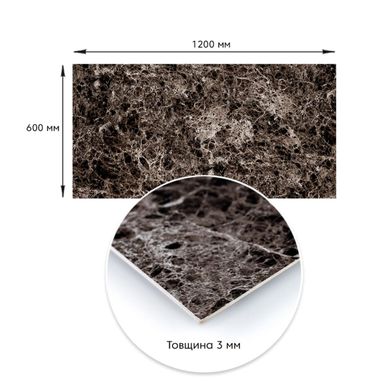 Купить Декоративная ПВХ плита серый темно-серый мрамор 0,6*1,2мх3мм SW-00002271