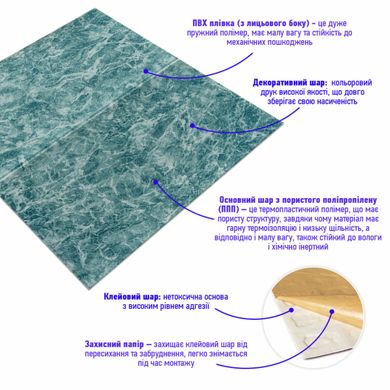 Купити Декоративна 3D панель самоклейка Морська мармурова плитка 700х700х4мм (362) SW-00000530