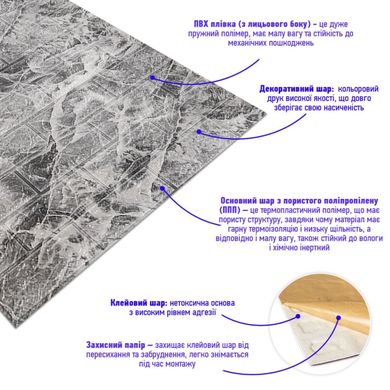 Купити Самоклеюча 3D панель під чорний мармур в рулоні 3080x700x3мм (R061-3) SW-00001395