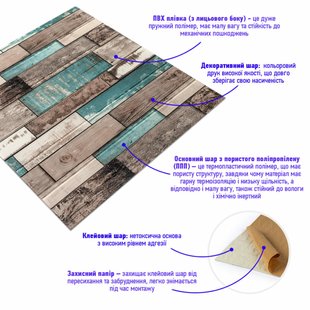 Купити Декоративна 3D панель самоклейка під дерево Синє дерево 700х700х6мм (088) SW-00000275