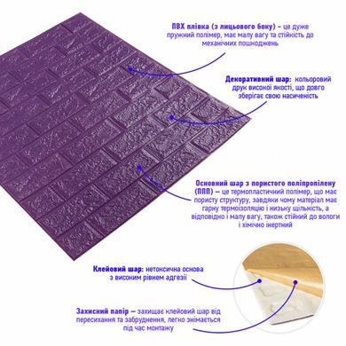 Купити 3D панель самоклеюча цегла Цегла Фіолетова 700х770х5мм (016-5) SW-00000150