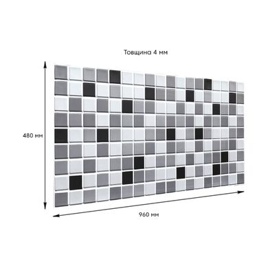 Купити Декоративна ПВХ панель чорно-біла мозаїка 960х480х4мм SW-00001432