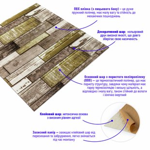 Купити Самоклеюча декоративна 3D панель сіро-коричневе 700x700x4мм (378) SW-00000883