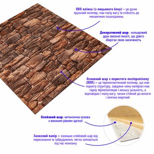 Купити Самоклеюча декоративна 3D панелі під камінь матовий700х770х5мм (060M) SW-00000635