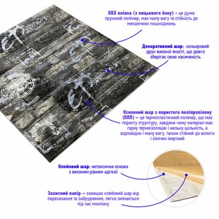 Купить Самоклеющаяся декоративная 3D панель под черный кирпич граффити 700x770x6мм (027) SW-00000077