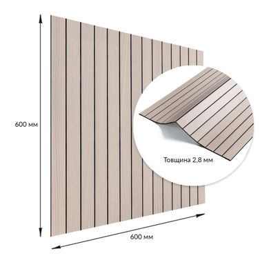 Купити Покриття вінілове самоклеюче 3D рейки ясен кремовий 600*600*2,8мм (D) SW-00002199