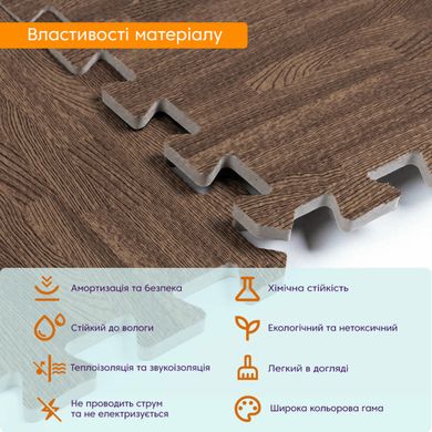 Купить Пол пазл - модульное напольное покрытие 600x600x10мм коричневое дерево (МР6) SW-00000204