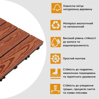 Купить Композитная плитка WPC красное дерево 30*30CM*2СM (D) SW-00001707