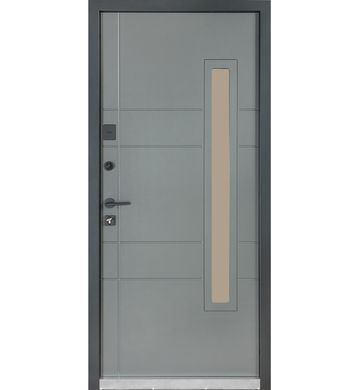 Купити Двері вхідні Булат Cottage Metalic Grey модель 703/237 зі склопакетом (вулична титан)